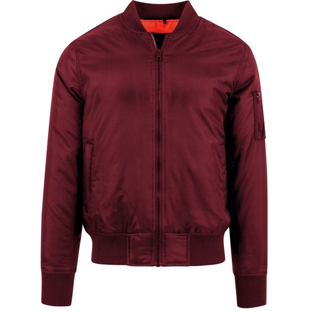 Build Your Brand Mens Contrast Bomber Jacket / Burgundy